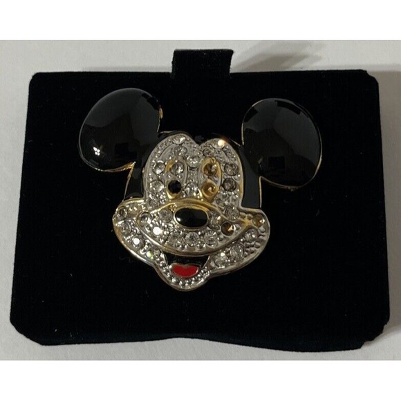 Disney Smiling Mickey Mouse Pin or Brooch With Crystals & Enameled - Picture 2 of 6